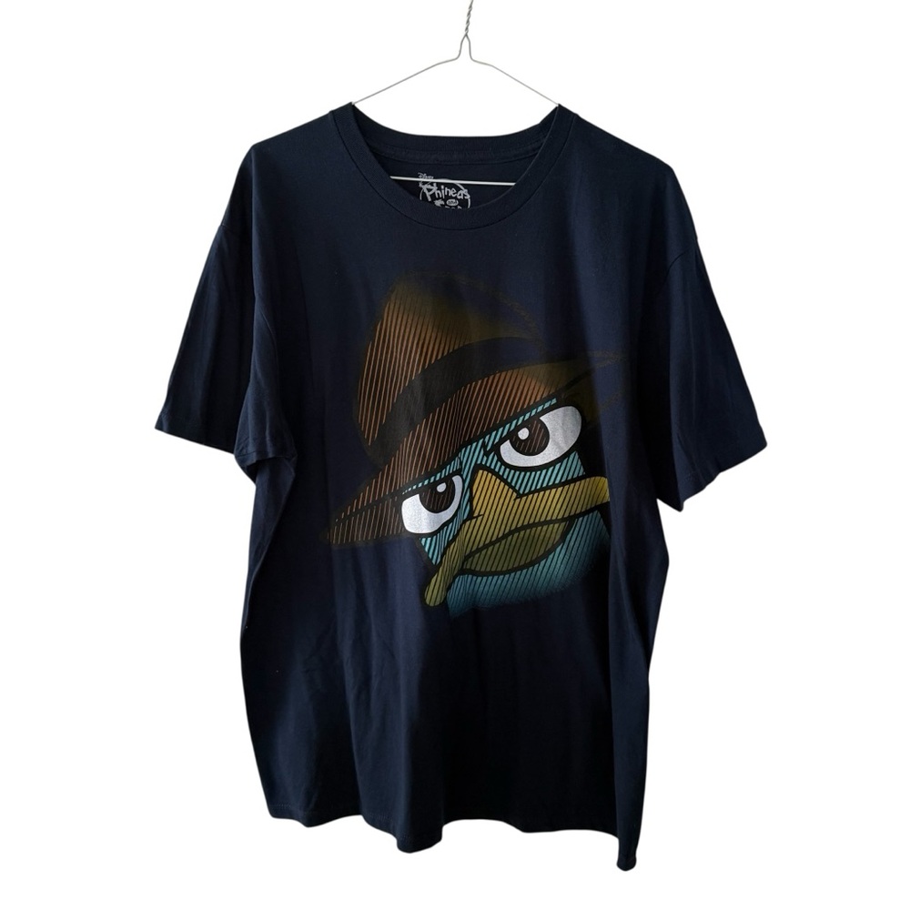 NEW Disney Phineas and Ferb Graphic T Shirt Men’s Size Large Navy Blue